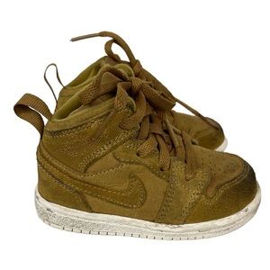 Nike Air Jordan 1 Retro Mid Suede Wheat Golden Sneakers Shoes Toddlers 5C